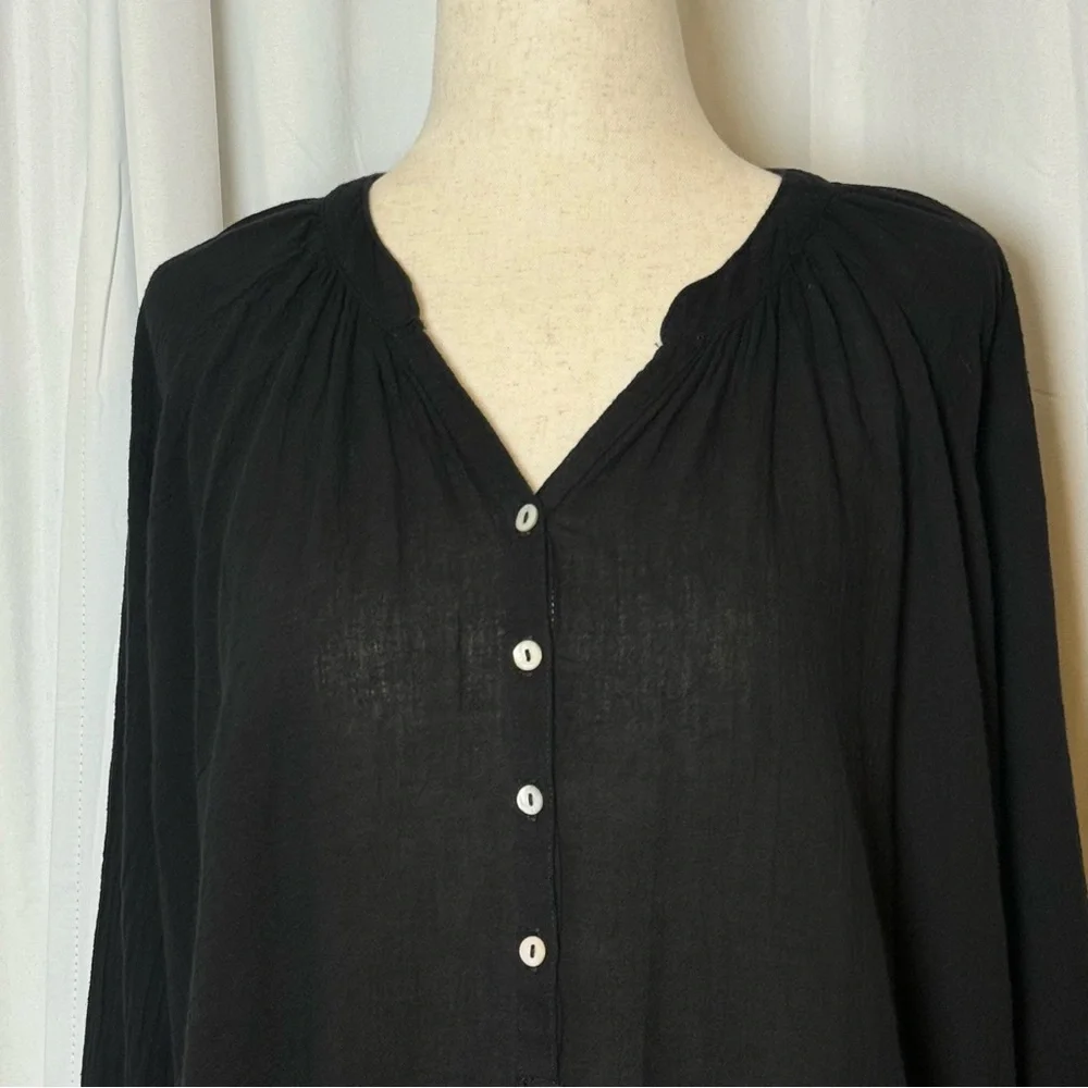 Honorine Paola Dress Cotton Gauze Coverup Black Oversized Womens Small - Picture 4 of 10